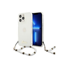Carregar imagem no visualizador da galeria, Capa de Smartphone Guess Pearl White Chain Apple iPhone 13 Pro Transparente