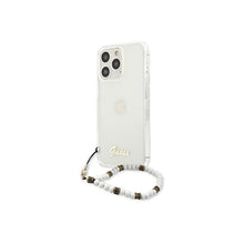 Carregar imagem no visualizador da galeria, Capa de Smartphone Guess Pearl White Chain Apple iPhone 13 Pro Transparente