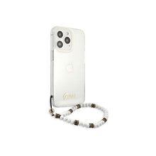 Carregar imagem no visualizador da galeria, Capa de Smartphone Guess Pearl White Chain Apple iPhone 13 Pro Transparente