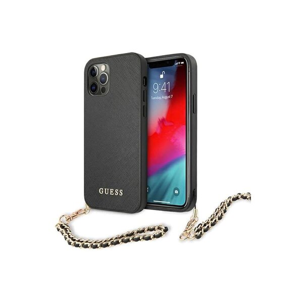 Capa de Smartphone Guess Saffiano Chain Apple iPhone 12/ 12 Pro Preta