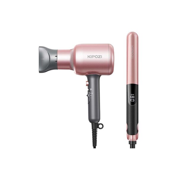 Kit Secador e Alisador de Cabelo Kipozi Rosa Dourado