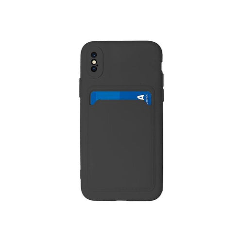 Capa de Smartphone Smart Talk Silicone Câmera Protect com Bolsa Cartões Apple iPhone X/ Xs Preto